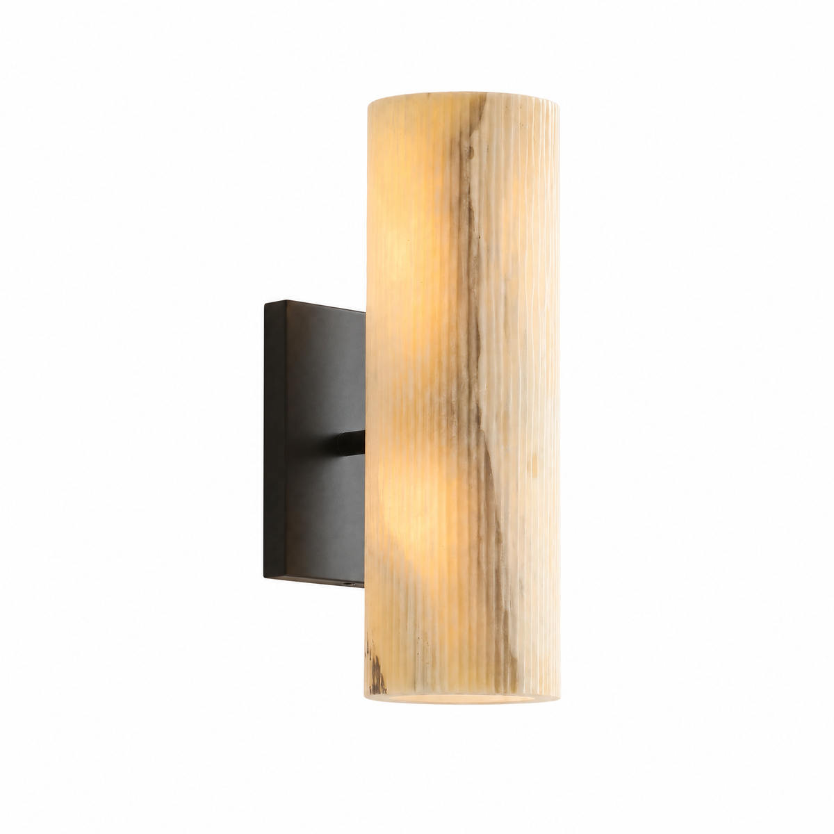 Colonna Velata tube wall sconce in bronze with marble shade