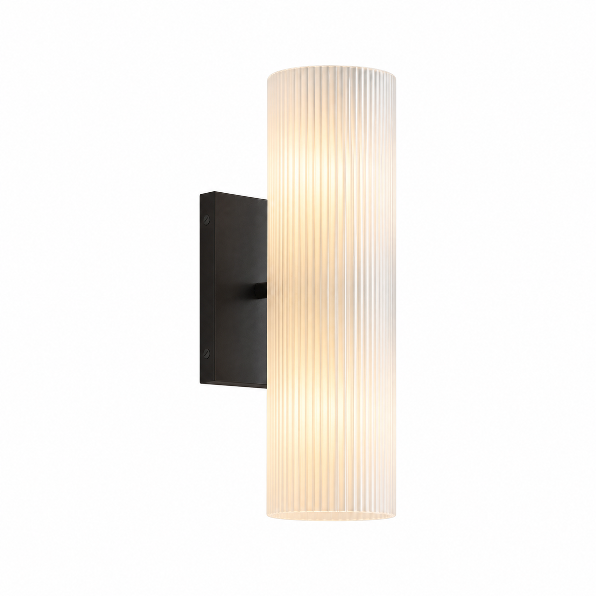 Colonna Velata tube wall sconce in bronze with frosted glass shade