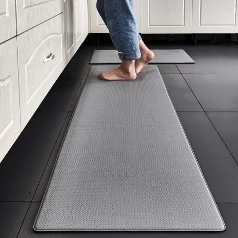 Kitchen mat - light gray runner in a kitchen