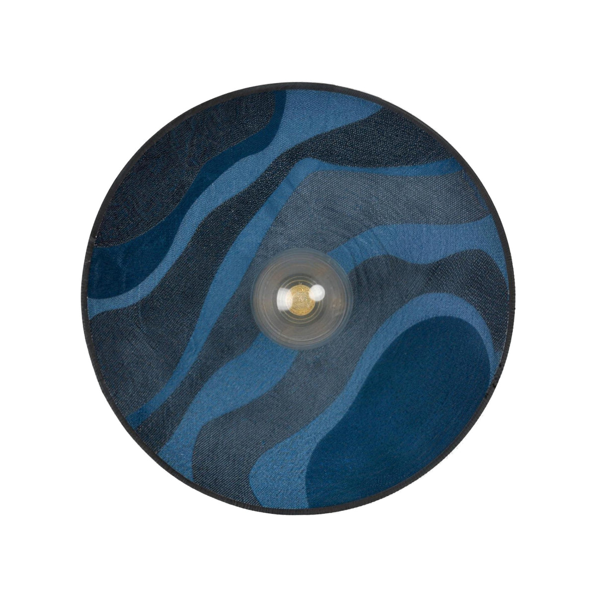 Luna Tessuta textile disc wall sconce, Midnight Blue Waves
