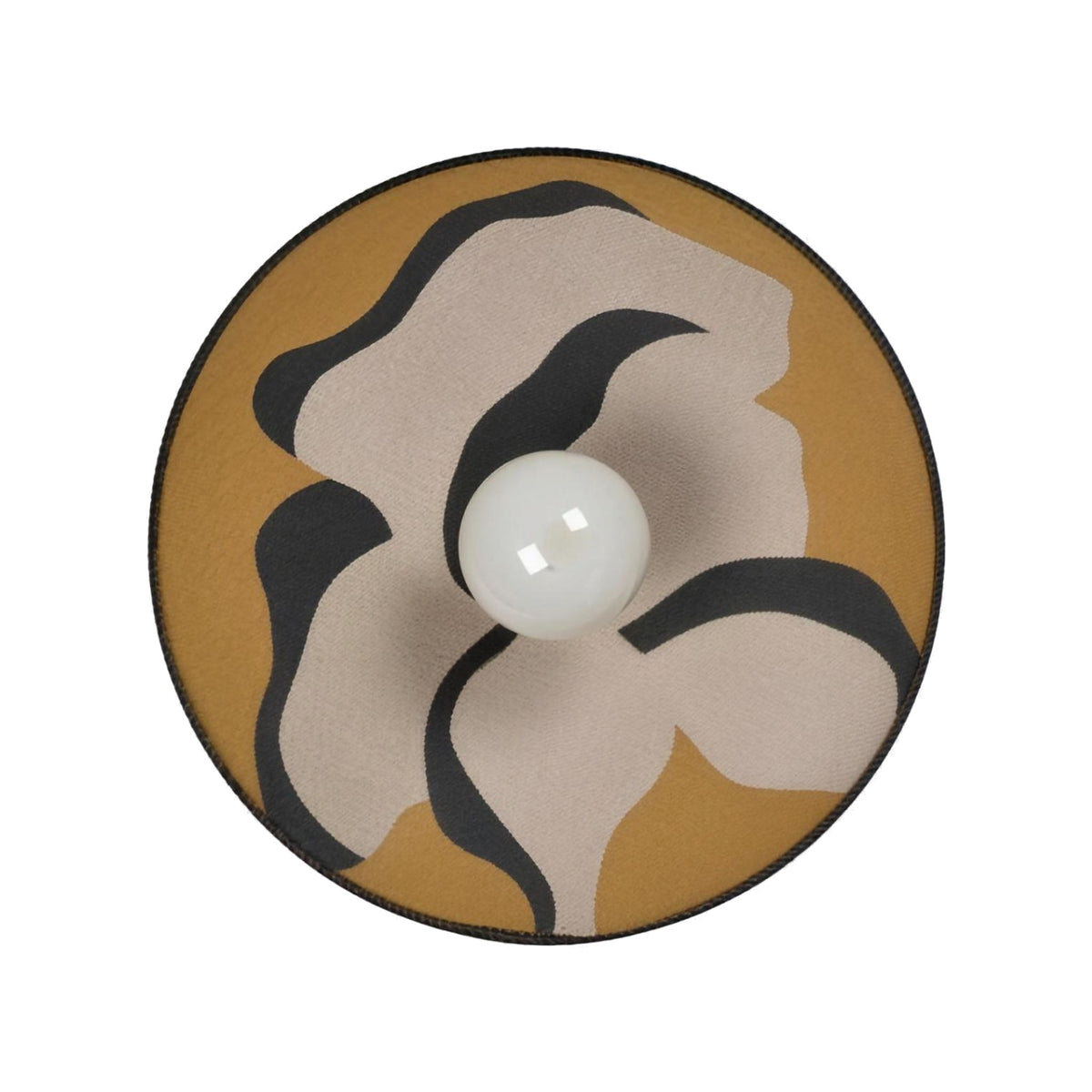 Luna Tessuta textile disc wall sconce, Ochre Bloom