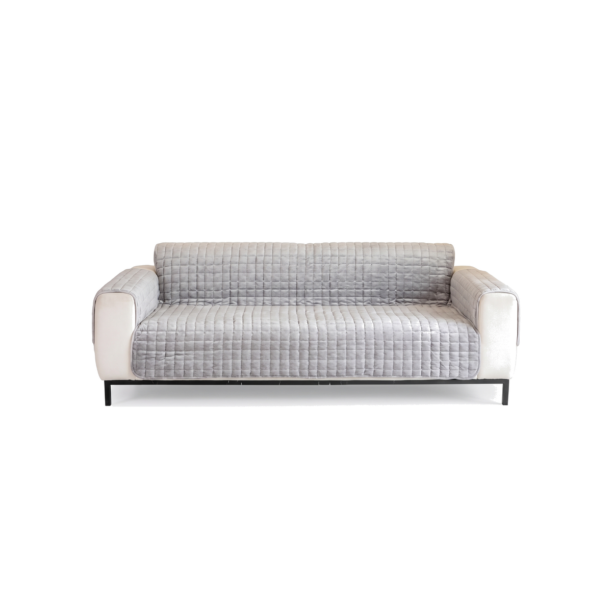 Morbido Abbraccio Quilted Sofa Cover - Gray - 2 Seat on white background