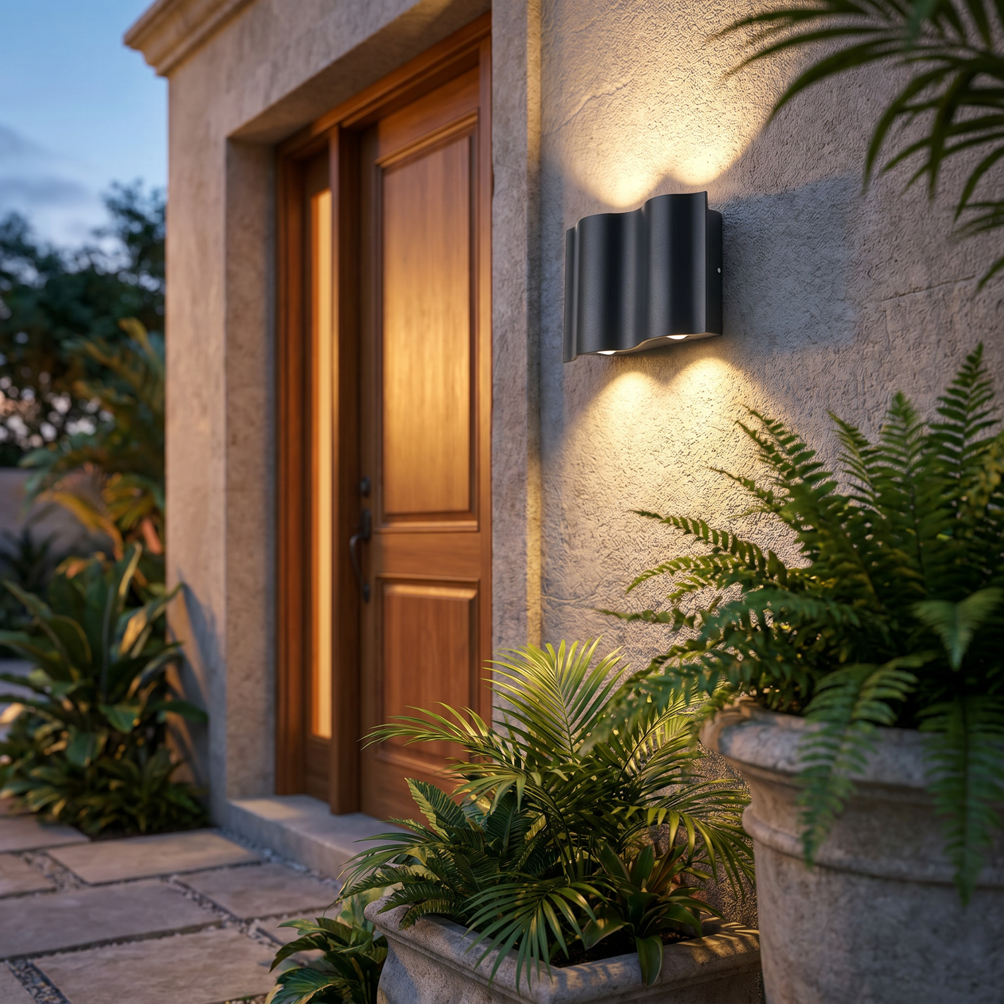 Onda Costiera Outdoor LED Wall Light-Black-Garden Entrance