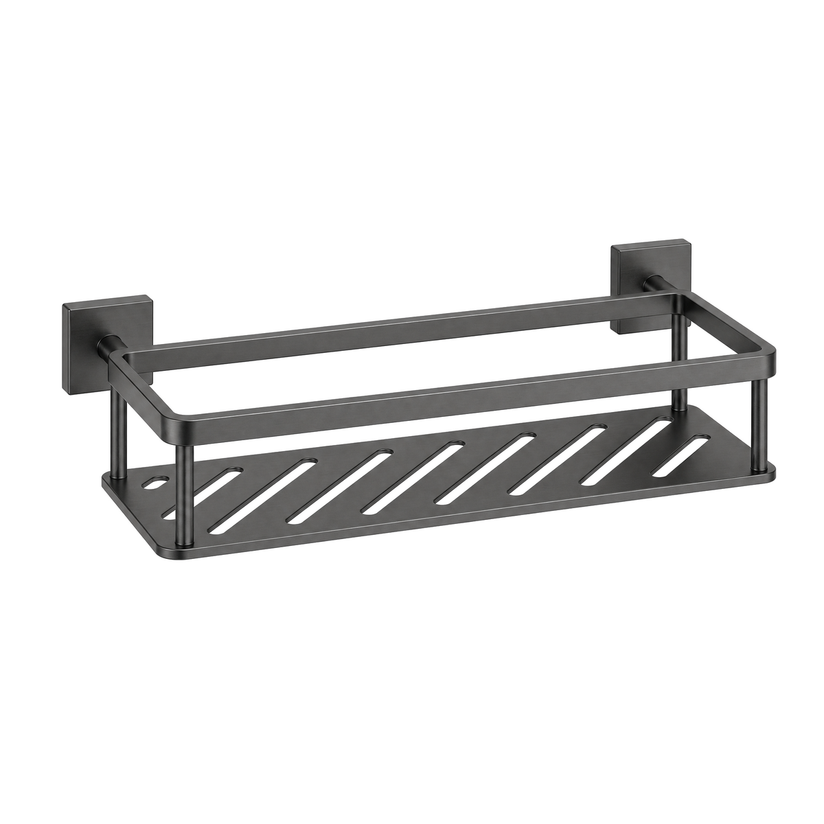 Sospesa floating bathroom shelf in gunmetal black with square end mounts