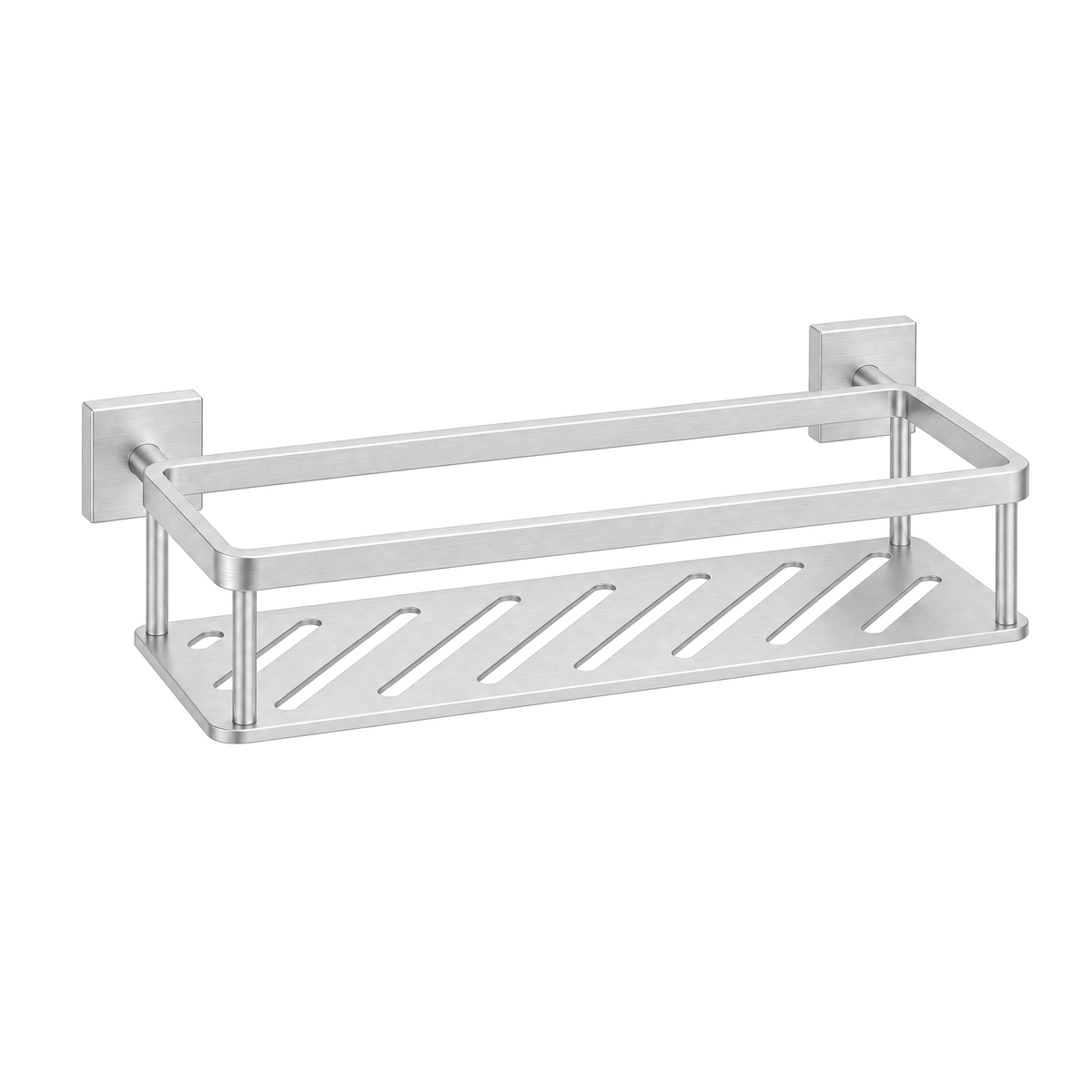 Sospesa floating bathroom shelf in brushed silver with square end mounts