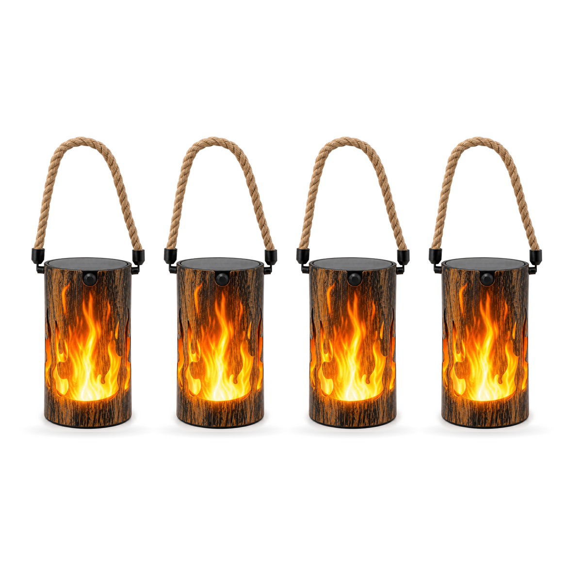 Tizzone Ardente solar flame lanterns, 4 pack