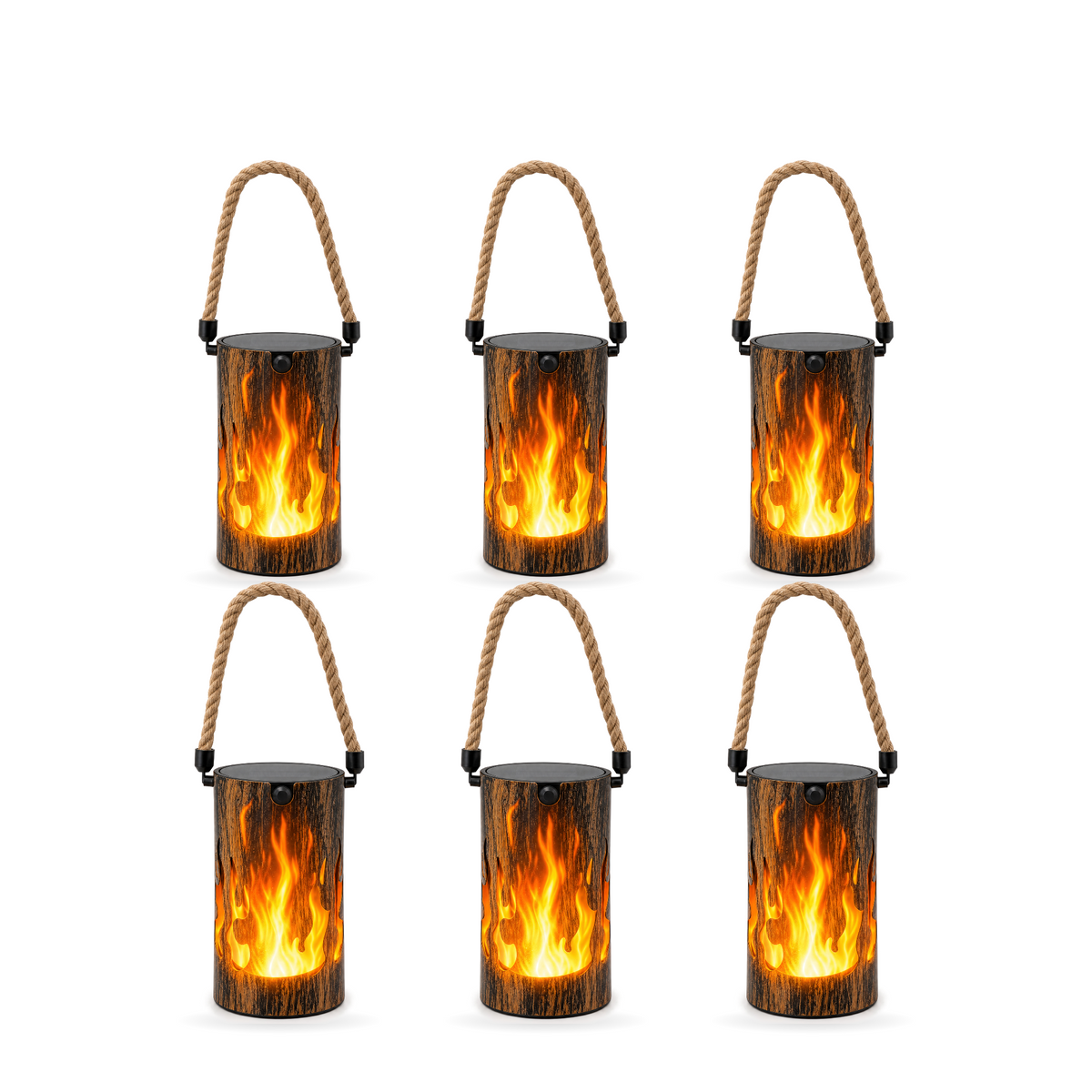 Tizzone Ardente solar flame lanterns, 6 pack