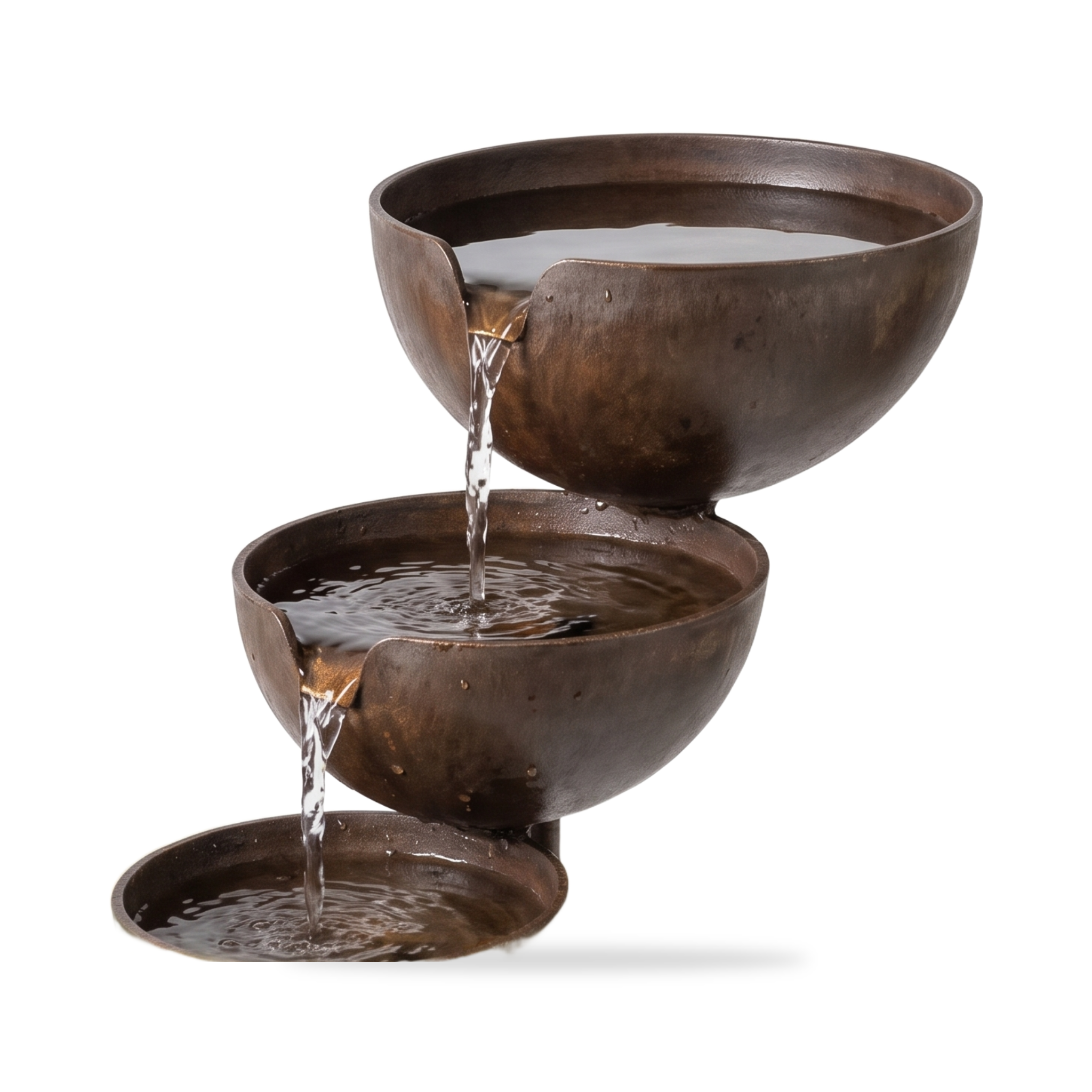 Zanoro Casa Cascata Serena three-tier cascading metal bird bath on white