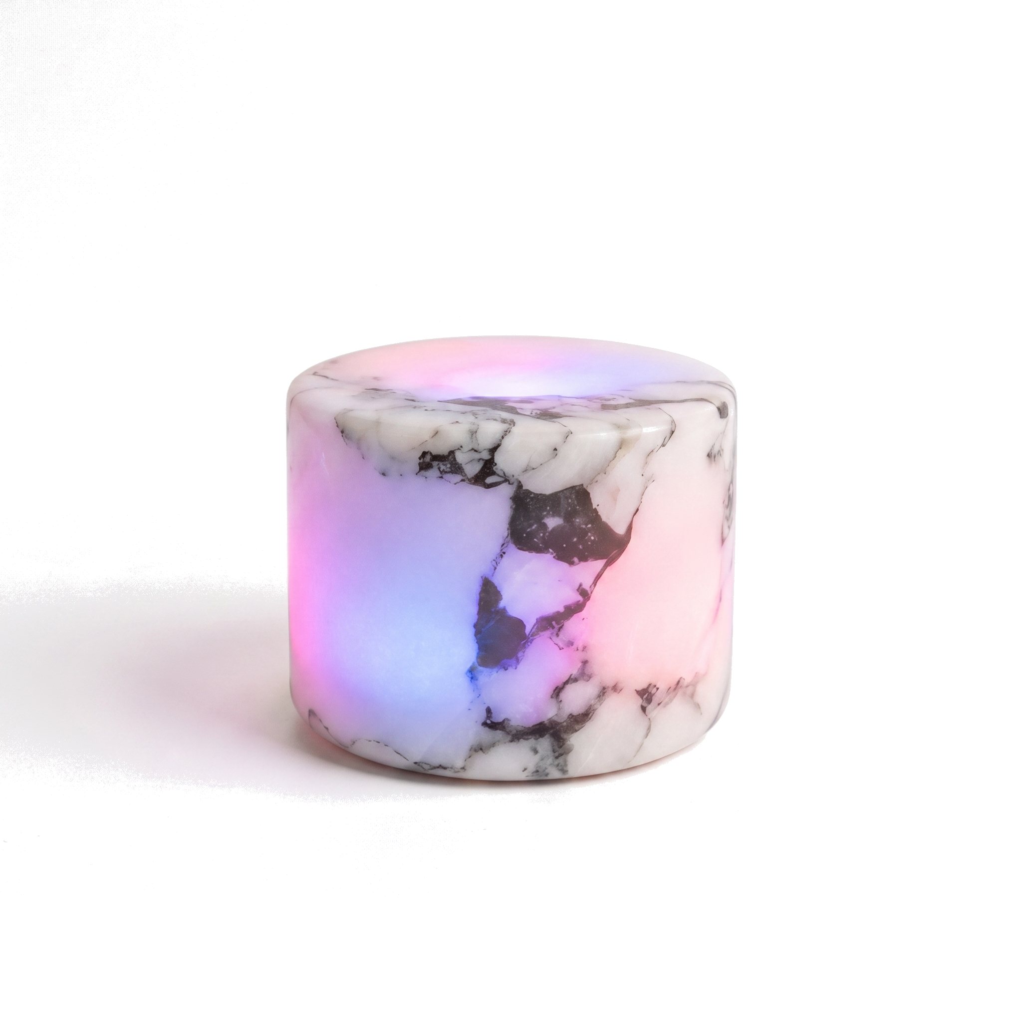 Pietra Lunare marble touch lamp in Ivory Noir marble with multicolor RGB glow