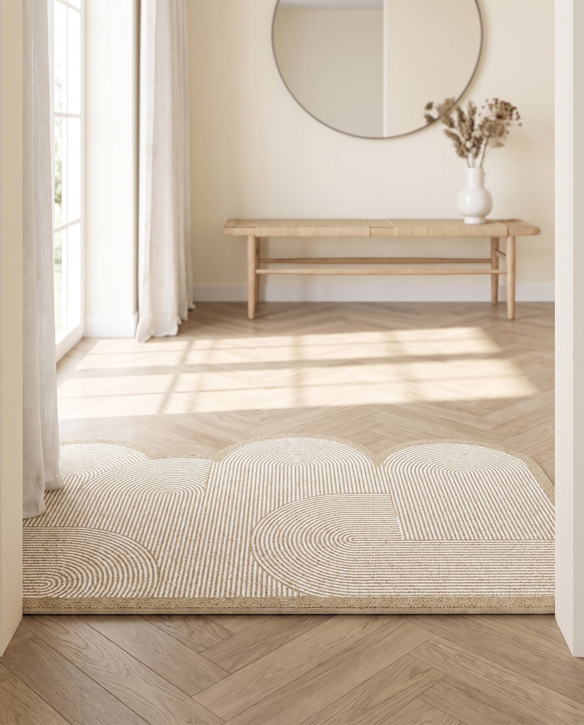 Arches door mat in a bright minimalist hallway
