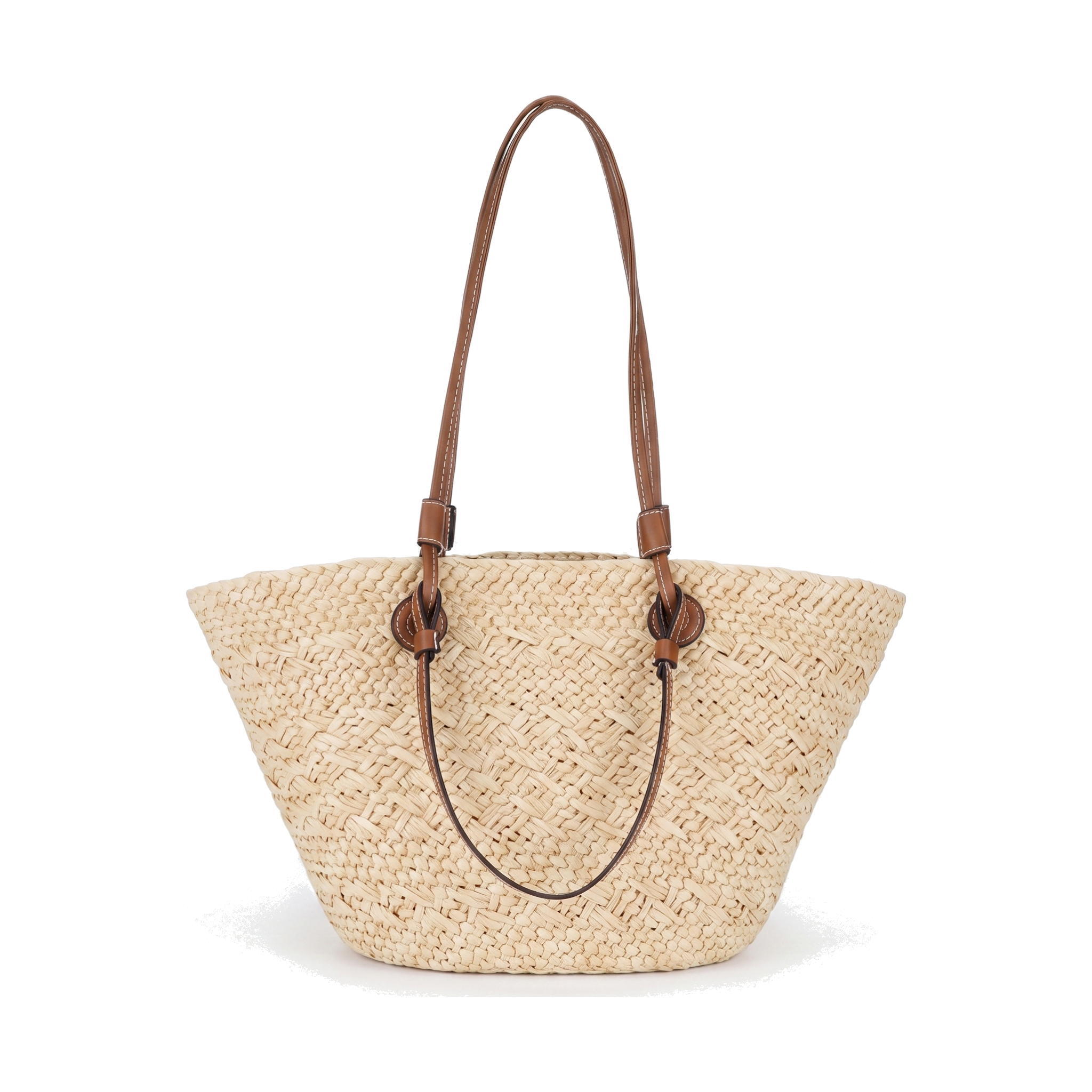 Cream woven straw beach tote