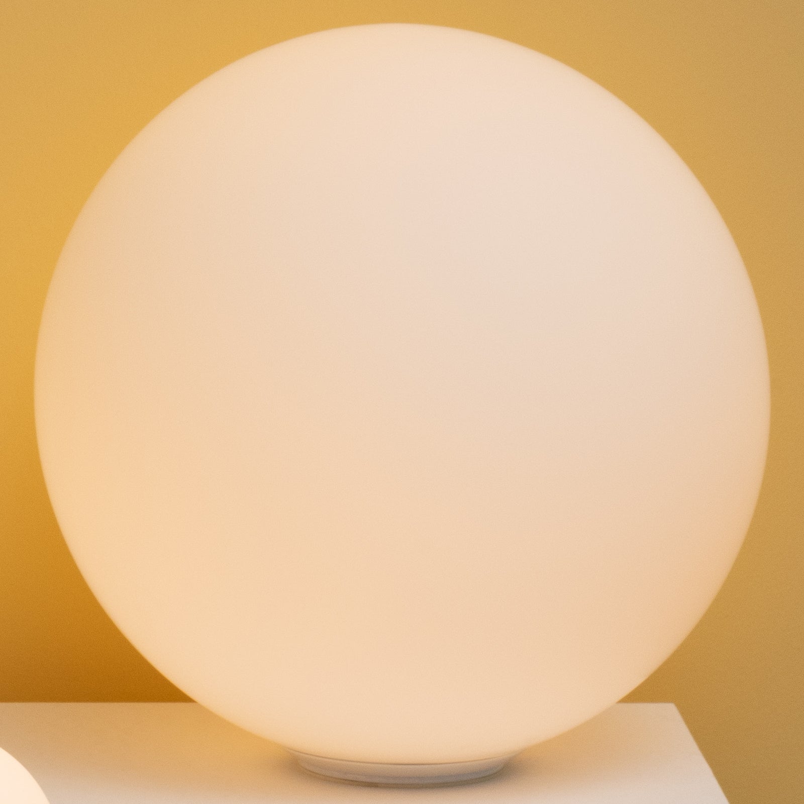 Sfera Lunare opal glass table lamp — handblown spherical opal glass diffuser