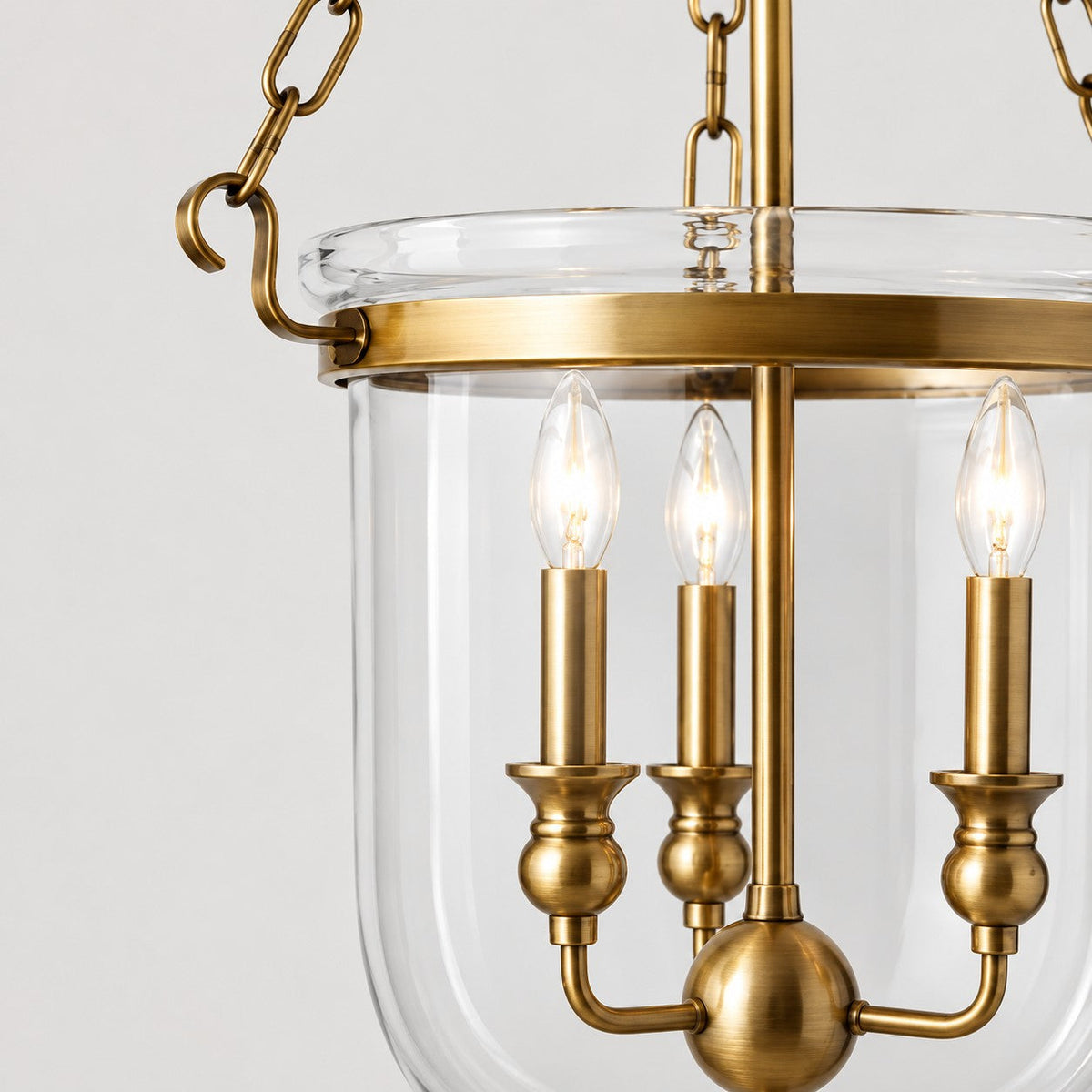 Brass rim, chain hooks and candle arms of the Teca d'Oro pendant