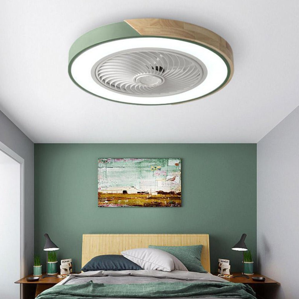 Flush Mount Ceiling Fan with Light and Wood Accents - Scandinavian Style