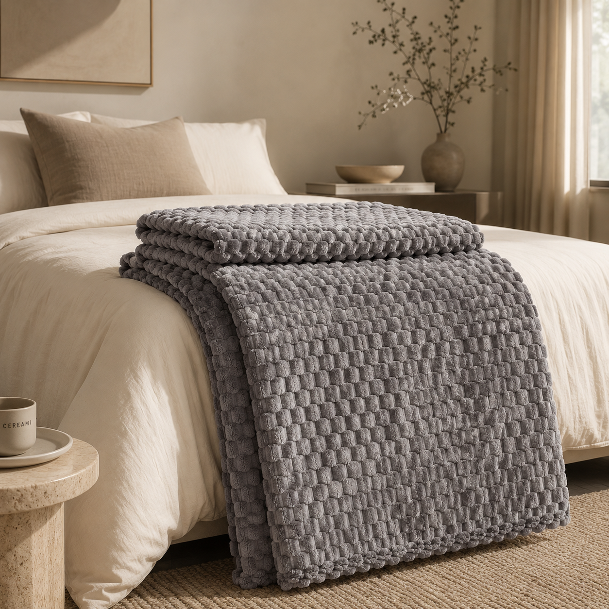 Bolla Soffice Textured Fleece Throw Blanket