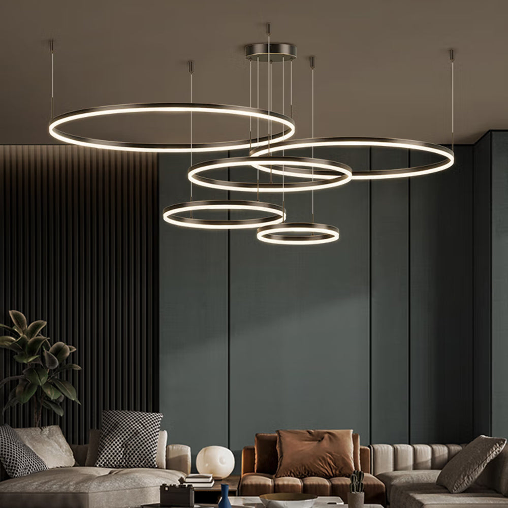 Hanglamp Ring LED Goud Zwart Metaal Acryl Dimbaar Woonkamer Eetkamer Slaapkamer | Sansoti