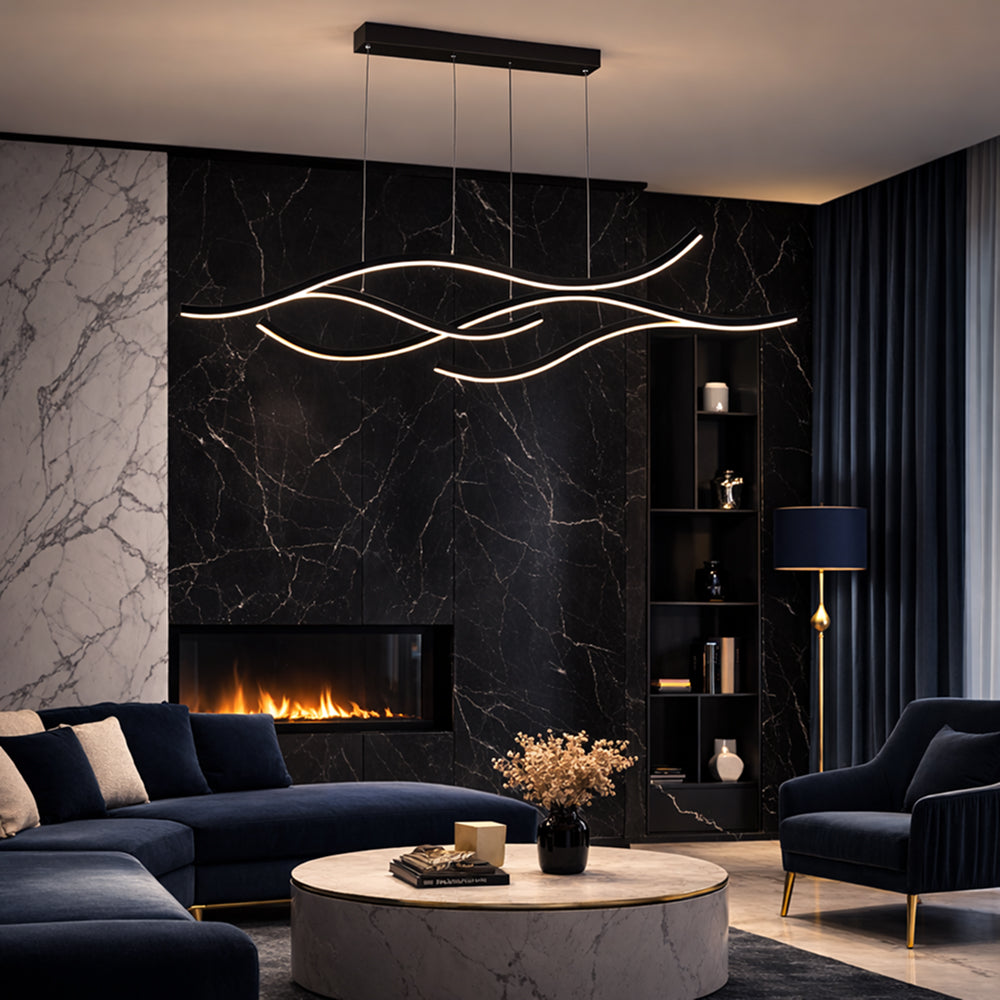 Curved LED Pendant Light Wavy LED Metal Ceiling Light