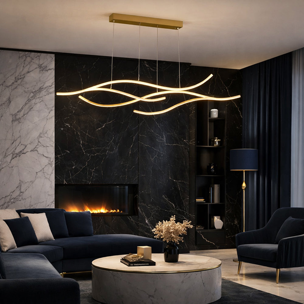 Curved LED Pendant Light Wavy LED Metal Ceiling Light
