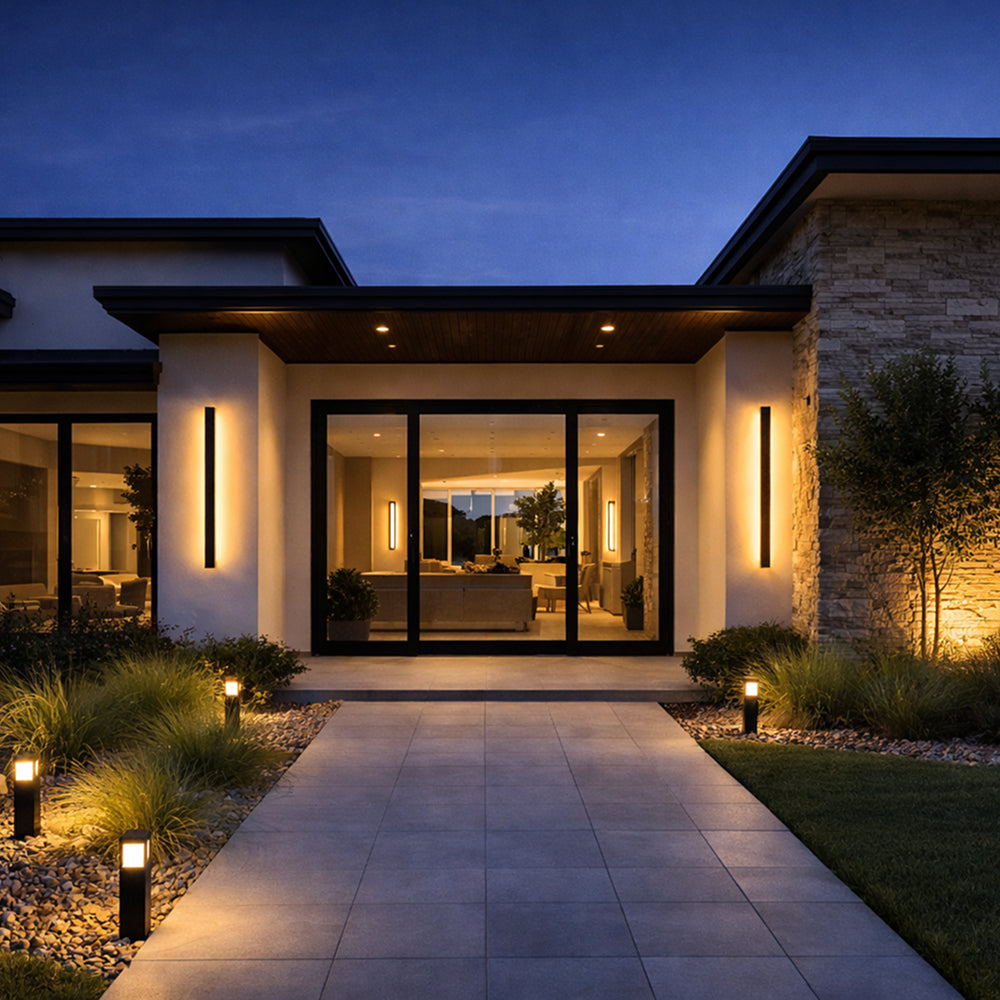 Outdoor Strip Wall Light Black Linear LED Integrated Light