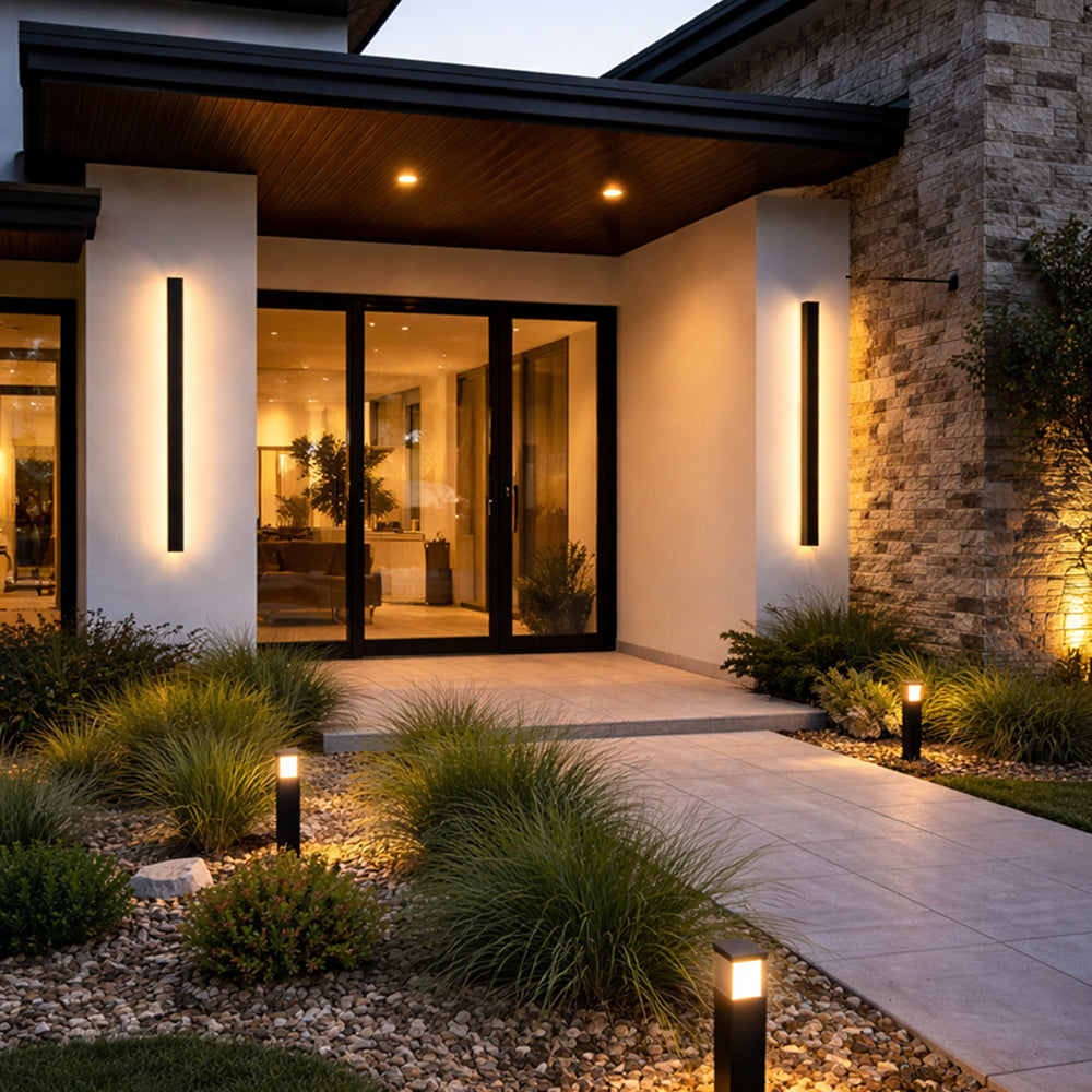 Outdoor Strip Wall Light Black Linear LED Integrated Light