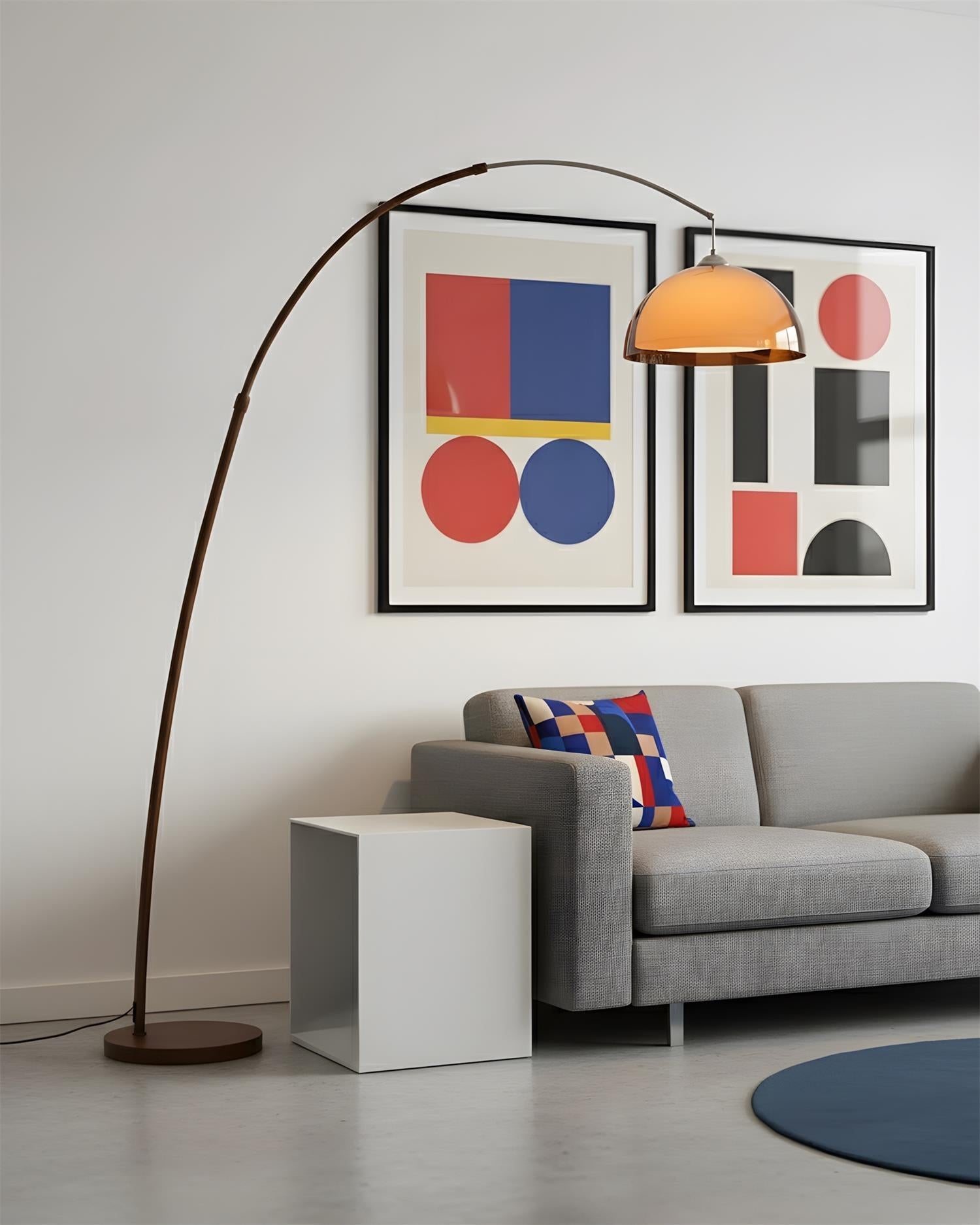 Ventoro Arc Floor Lamp - Modern Standing Lamp with Warm Dome Shade for Living Room