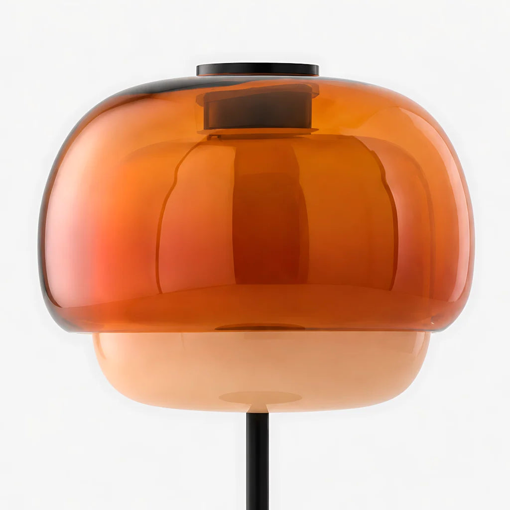 Close-up of the layered orange glass double dome
