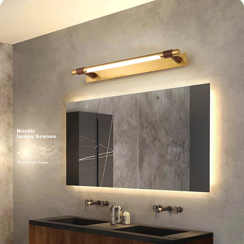 YEEB Modern Copper Mirror Light Toilet Vanity Black Golden Wall Lamp