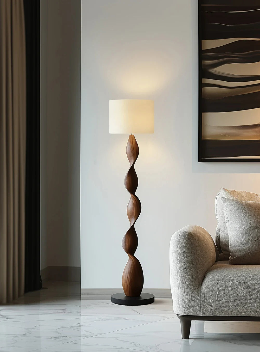Priv Norwode Sculpted Solid Wood Floor Lamp