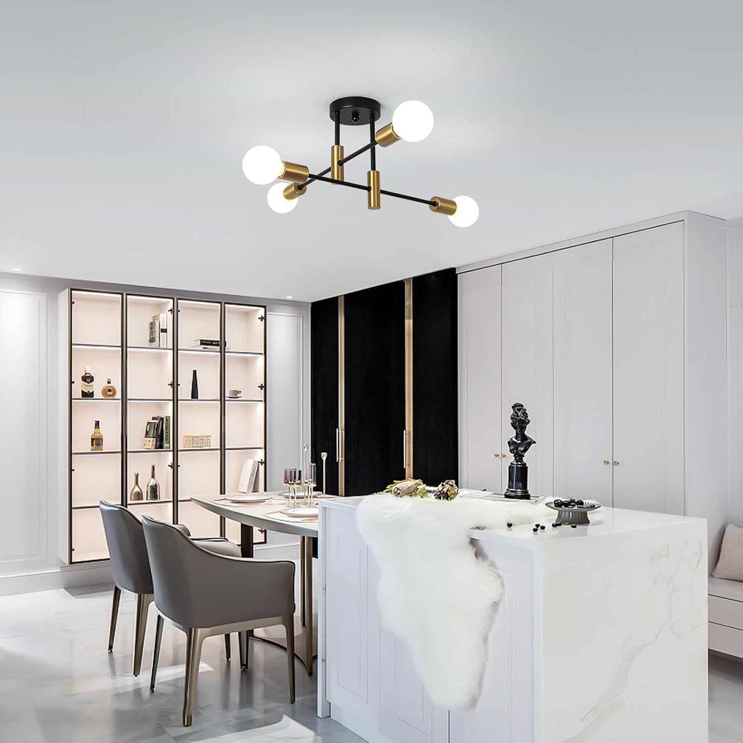 Scandinavian Style Flush Mount Ceiling Light Fixture - Modern Metal Design