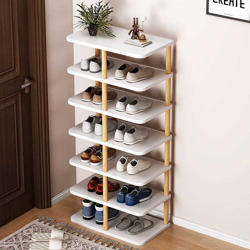 6/7 Tier Entryway Shoe Organizer - Minimalist PVC and Wood Design