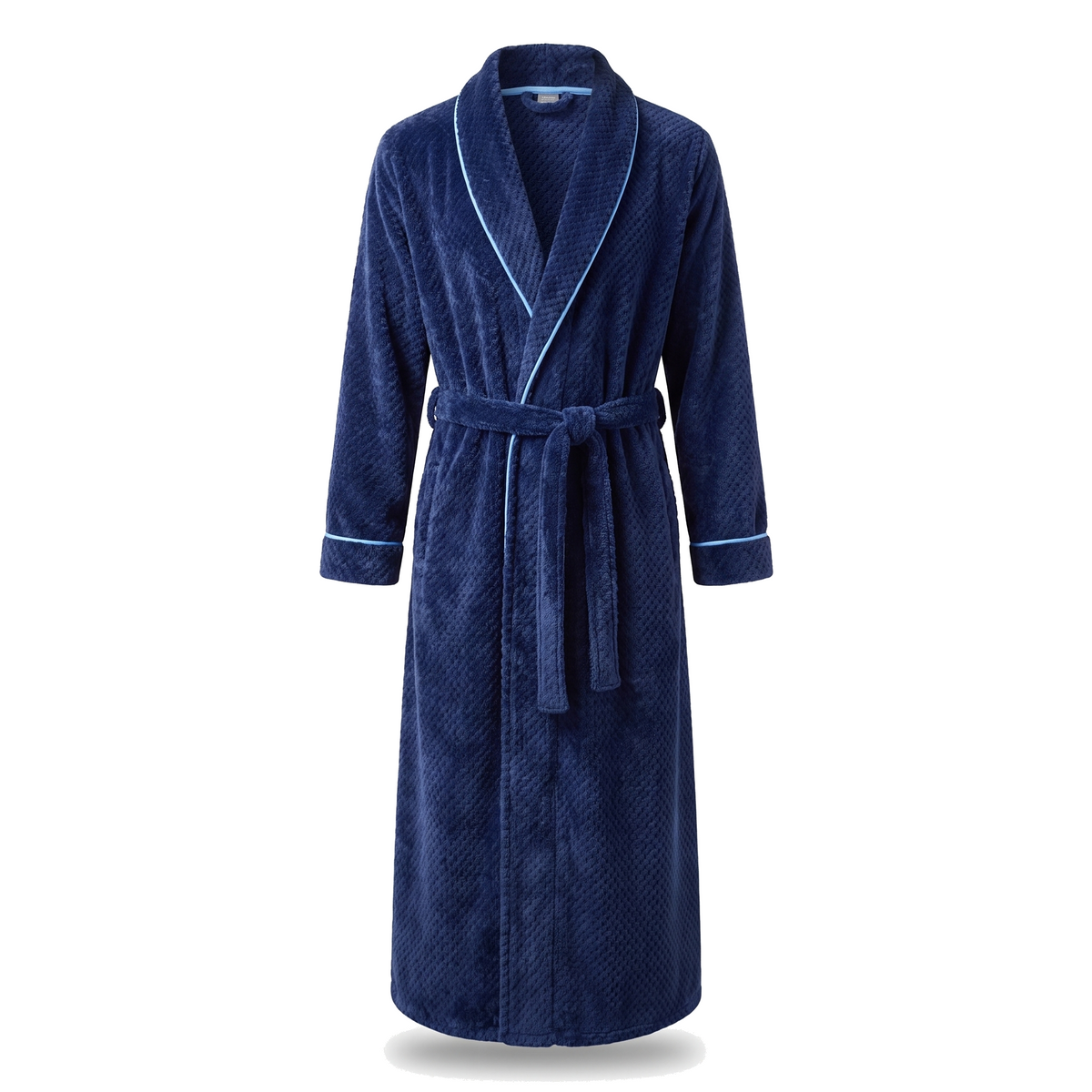 Abbraccio long shawl fleece robe Navy Blue hero