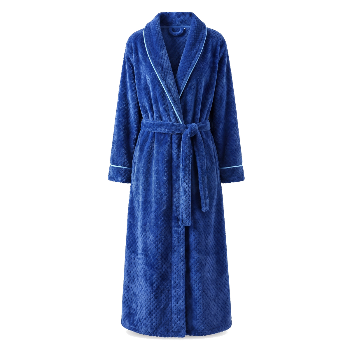 Abbraccio long shawl fleece robe Sapphire hero