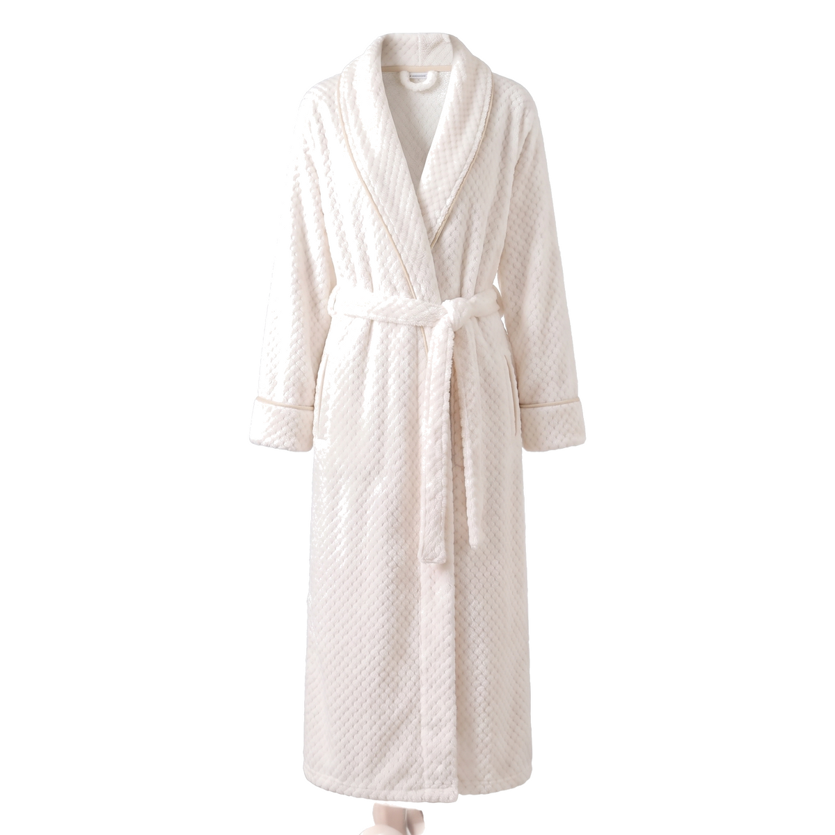 Abbraccio long shawl fleece robe White hero
