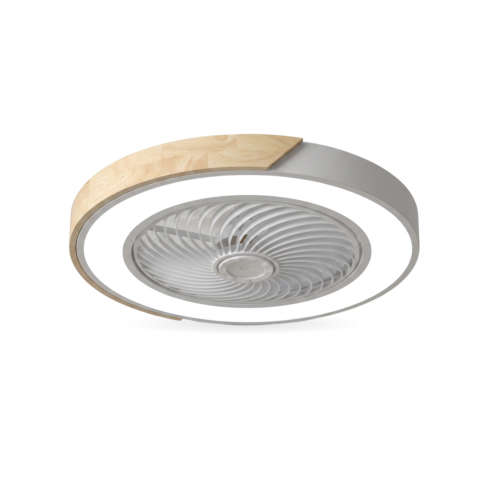 Zanoro Casa Aria Nordica ceiling fan light, gray round, cool white LED, studio white