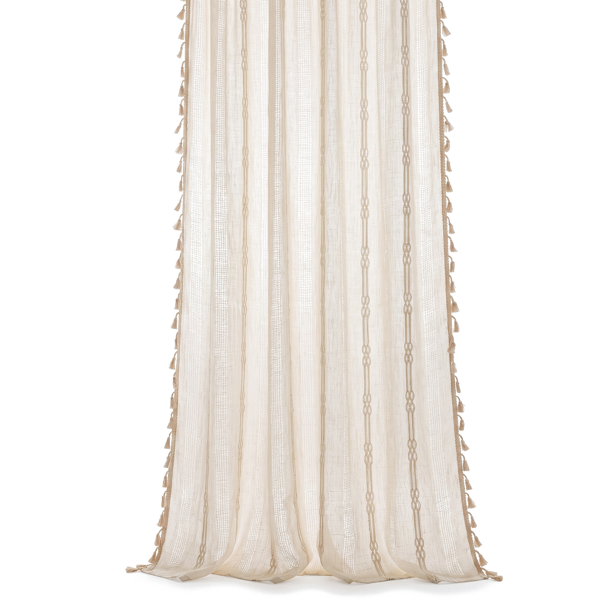 Brezza Sheer Tassel Curtain Beige panel