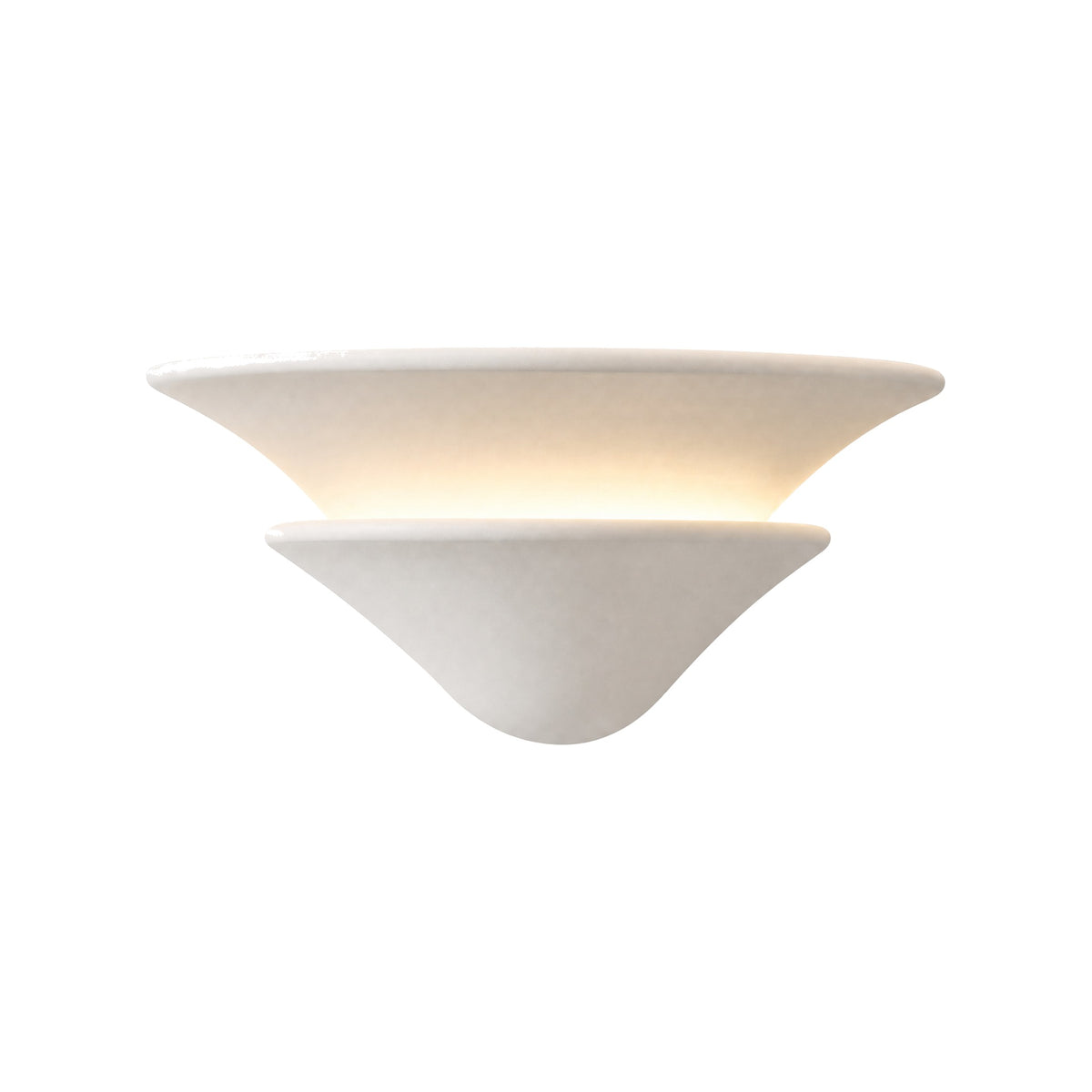 Coppa Serena two-tier alabaster wall sconce, lit with a warm glow