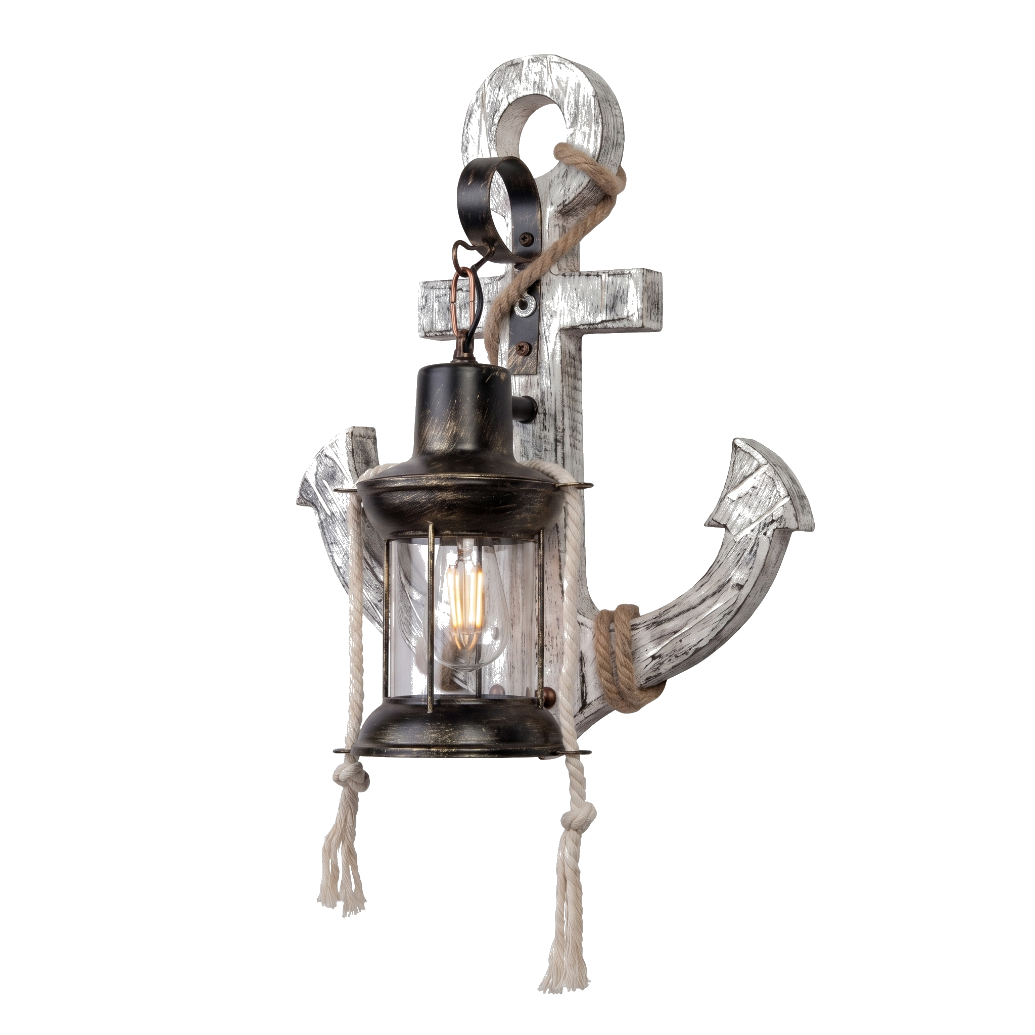 Faro nautical anchor wall sconce, angle view on white