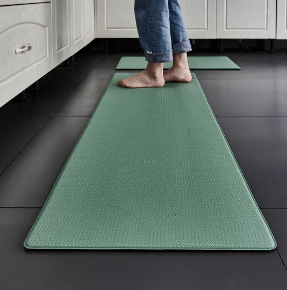 Kitchen mat - sage green runner in a kitchen