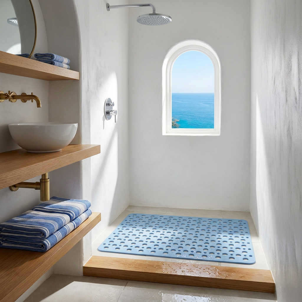 Acquasicura Shower Mat - Blue - Coastal Italian Mediterranean Bathroom