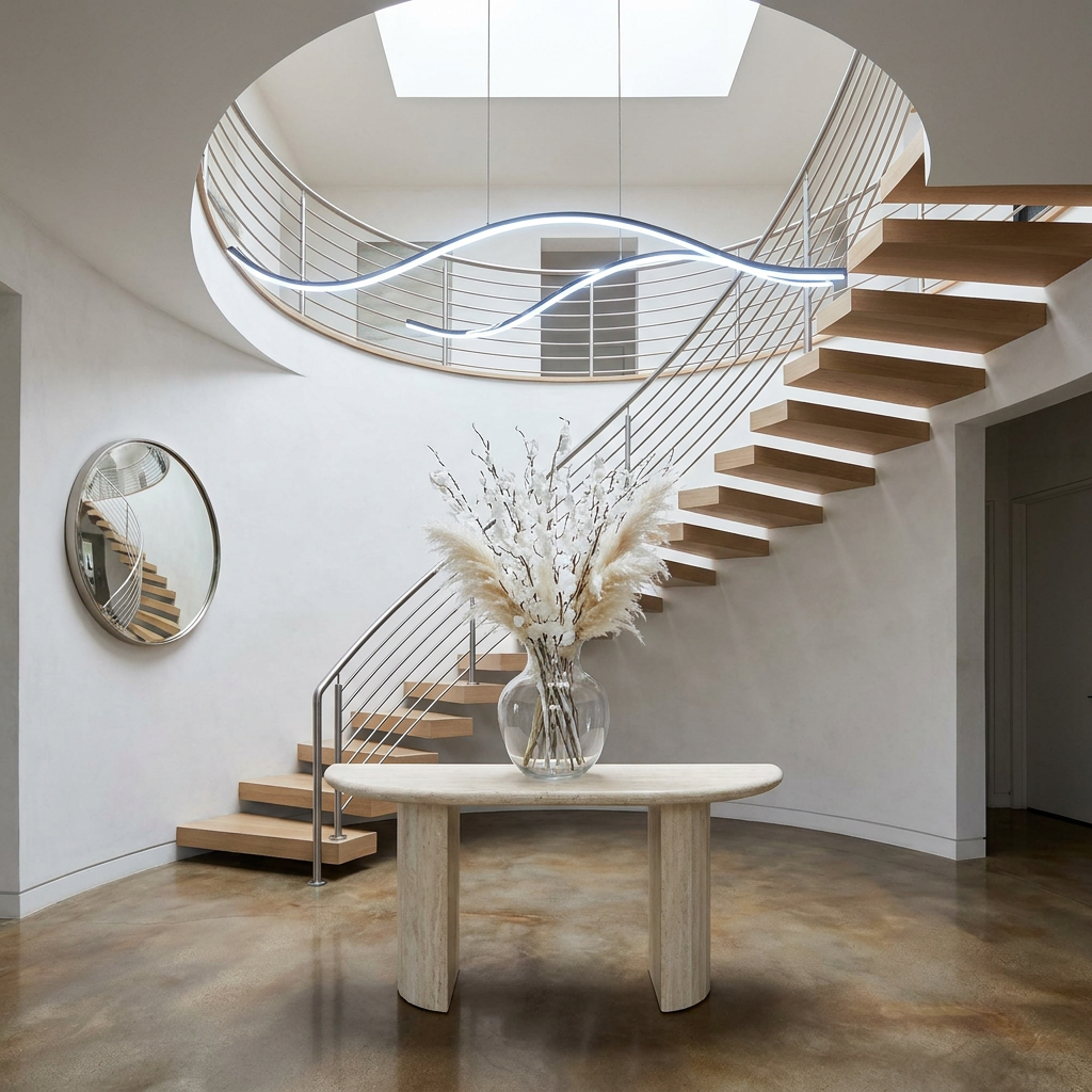 Aurelia Cascata Pendant - Chrome - Minimalist Italian Foyer