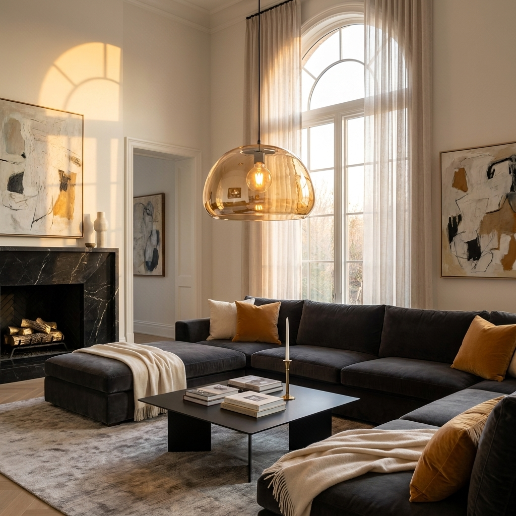 Bolla Trasparente Pendant - Luxurious Living Room
