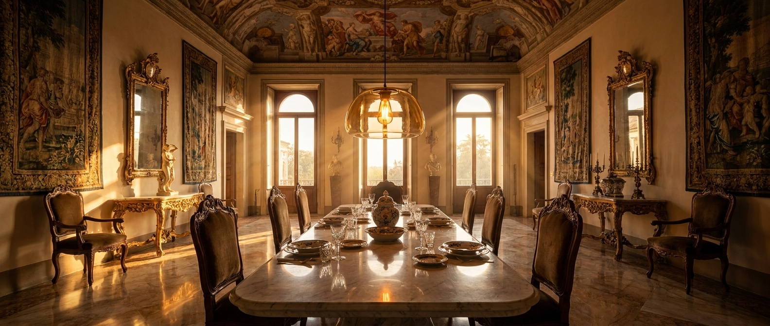 Bolla Trasparente - Italian Palazzo Dining Scene (21:9)