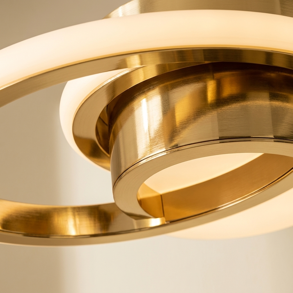 Luminara Geometrica Modern LED Ceiling Light - Gold Finish - Detail Close-up