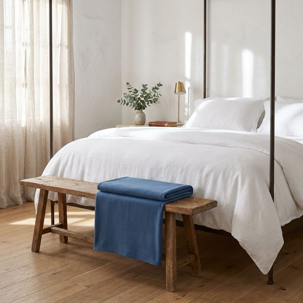 Pavone Costiera Mediterranean Cotton Throw Blanket - Peacock Blue - Tuscan Bedroom