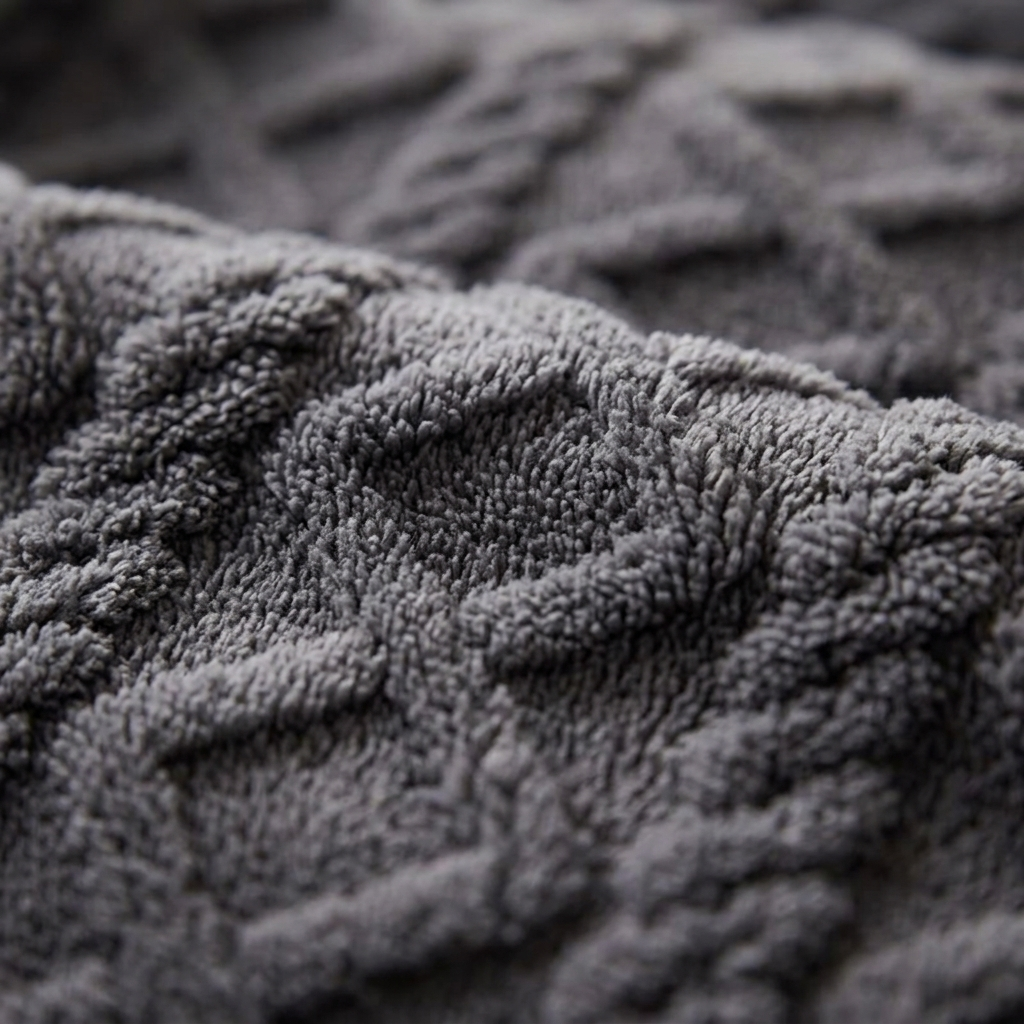 Coccola Velluto Italian Sherpa Throw Blanket - Macro Detail of Embossed Diamond and Cable Pattern