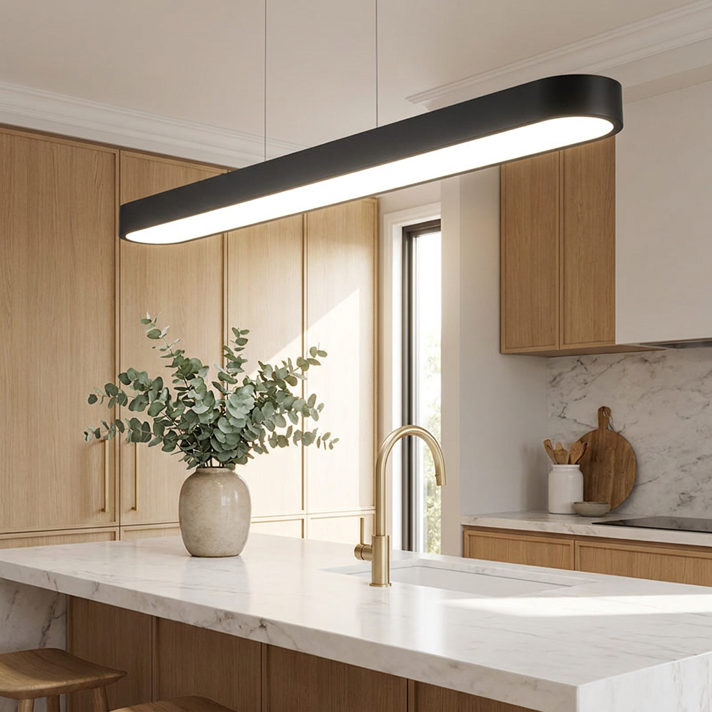Stelo Luminoso - Matte Black - Kitchen Island Lifestyle