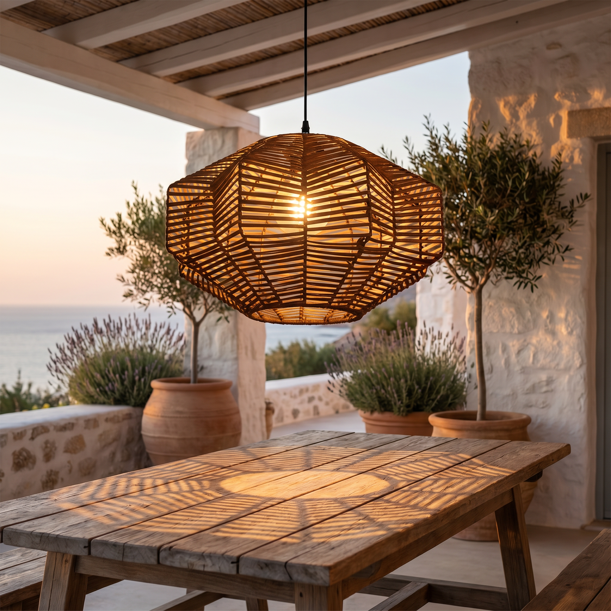Lanterna Costiera Intrecciata-Coastal Patio-Rattan Lifestyle
