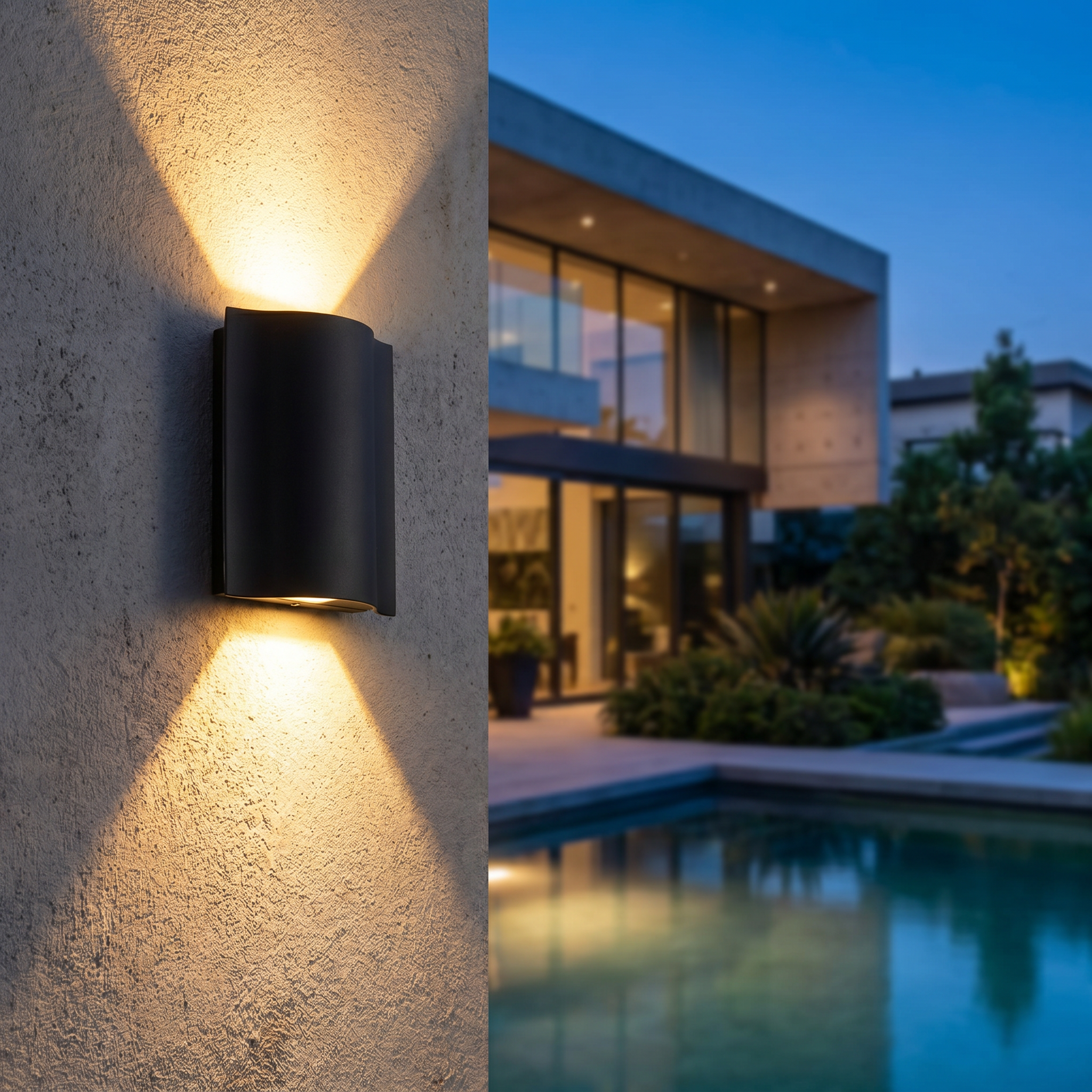 Onda Costiera Outdoor LED Wall Light-Black-Poolside Terrace Dusk