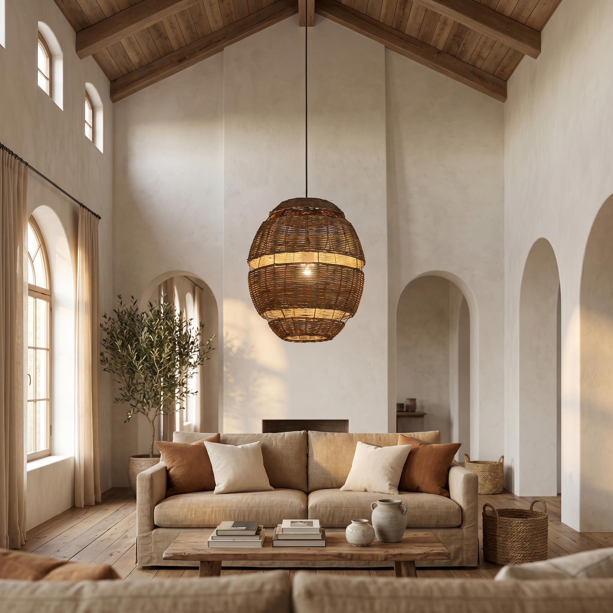 Nido Costiero-Brown-Double Height Living Room