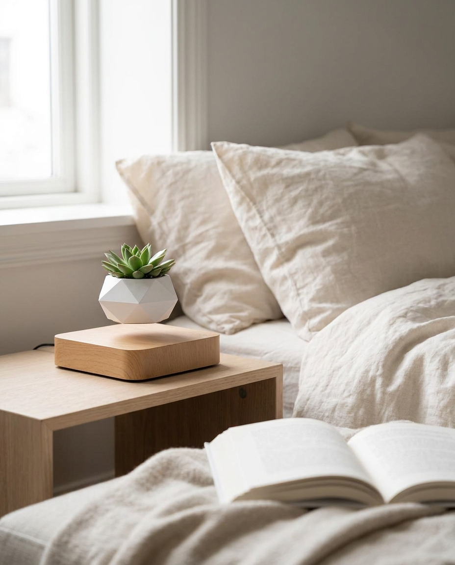 Orbita Verde Floating Planter - Light Maple - Bedside Table